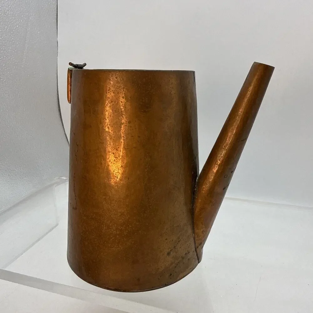 Vintage Hammered Copper Tea Kettle with Wood Handle Missing Lid